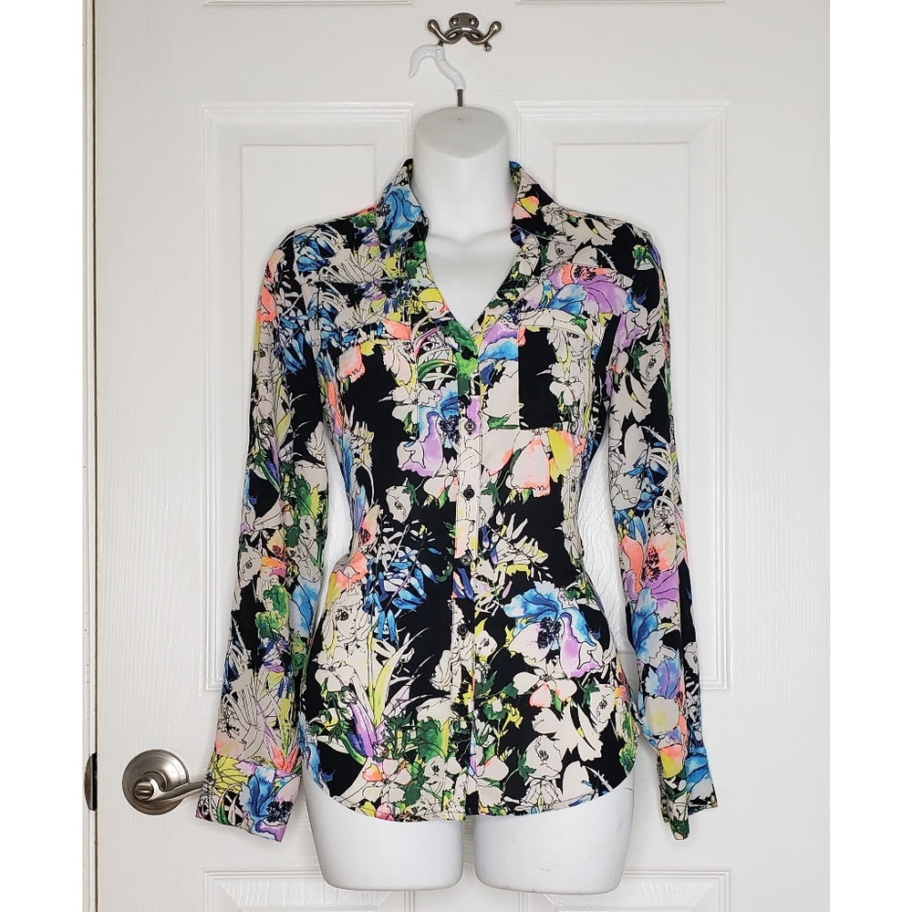 Express Button Down Shirt - Acid Splash Floral